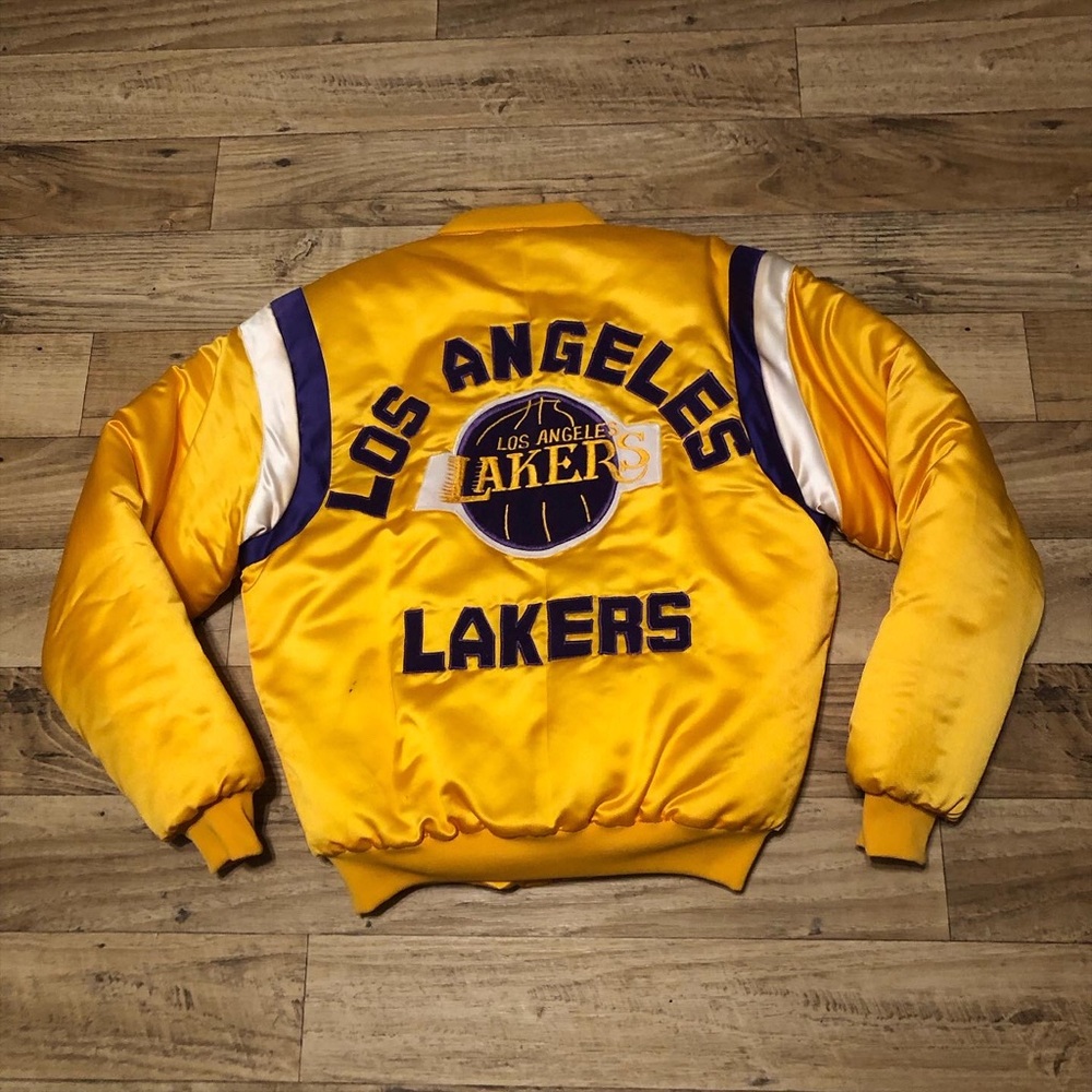 Vintage NBA Yellow and Purple Lakers Puffer Jacket